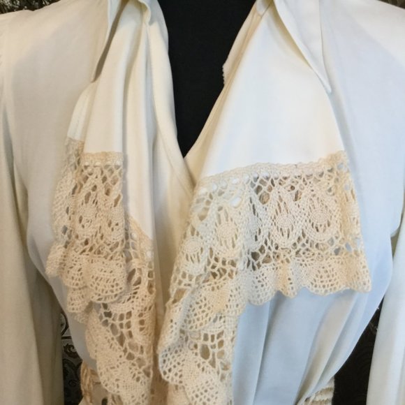 Vintage Mirrors cream crochet gathered top skirt - Picture 4 of 8